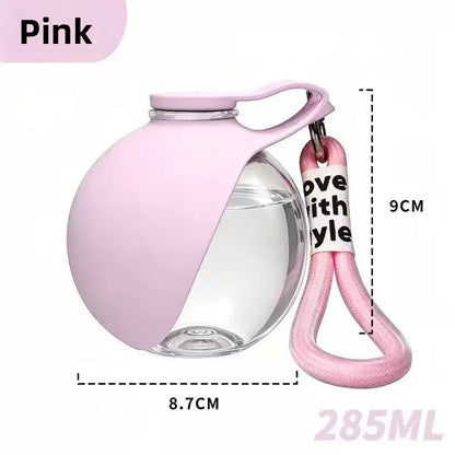 Portable Dog Water Bottle with Bowl 
? Leak Proof Travel Water Dispenser 
for Dogs, One-Hand Operation, 
Lightweight BPA-Free Pet Water 
Bottle for Walking, Hiking & Travel 
(Pink, 285ml)